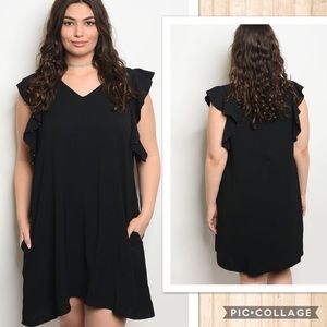 Sleeveless Pocketed Plus Size Ruffled Dress